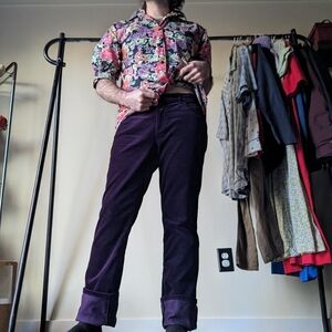 Vintage 90s Chaps Purple Corduroy Pants | Size 8